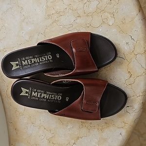 Mephisto Air Relax Womens EU 40 US 10 Brown Leather Sandals Slide Adjustable